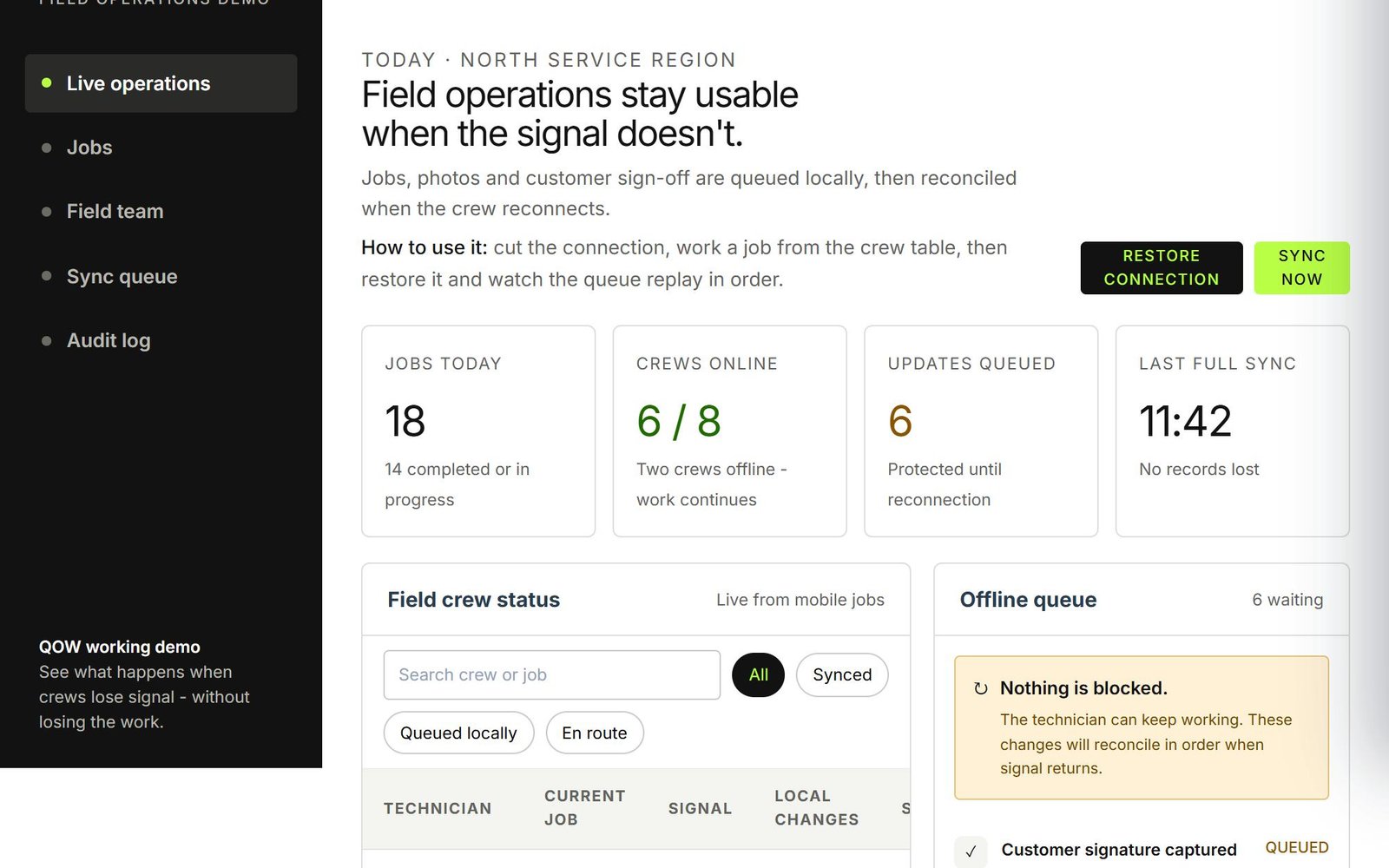 Field Link demo preview