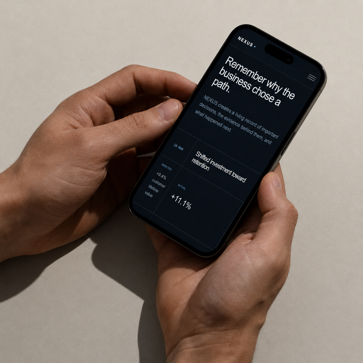 Nexus decision history experience on a phone